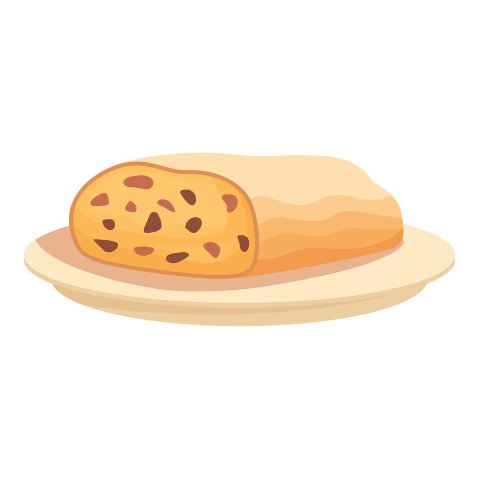cartone animato pagnotta di pane su piatto vettore