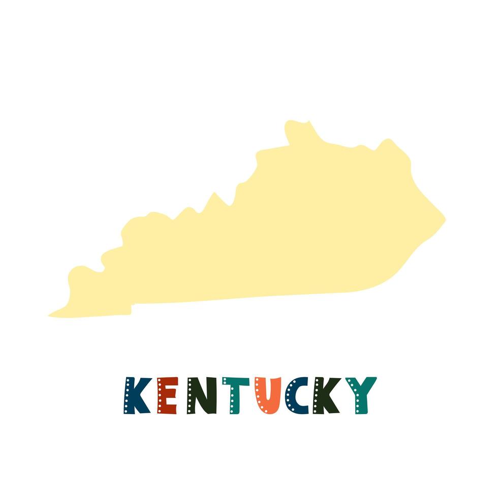 mappa del kentucky isolata. collezione usa. mappa del kentucky - sagoma gialla vettore