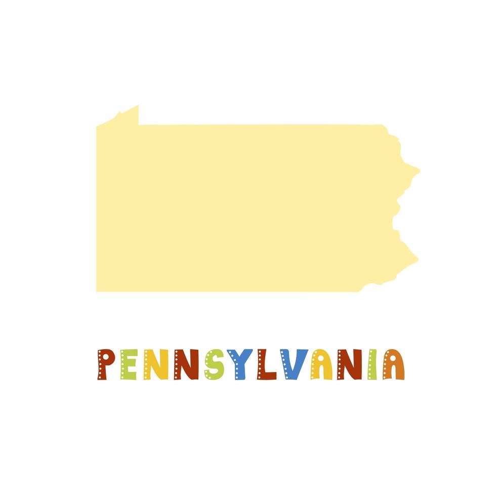 collezione usa. mappa della pennsylvania - sagoma gialla vettore
