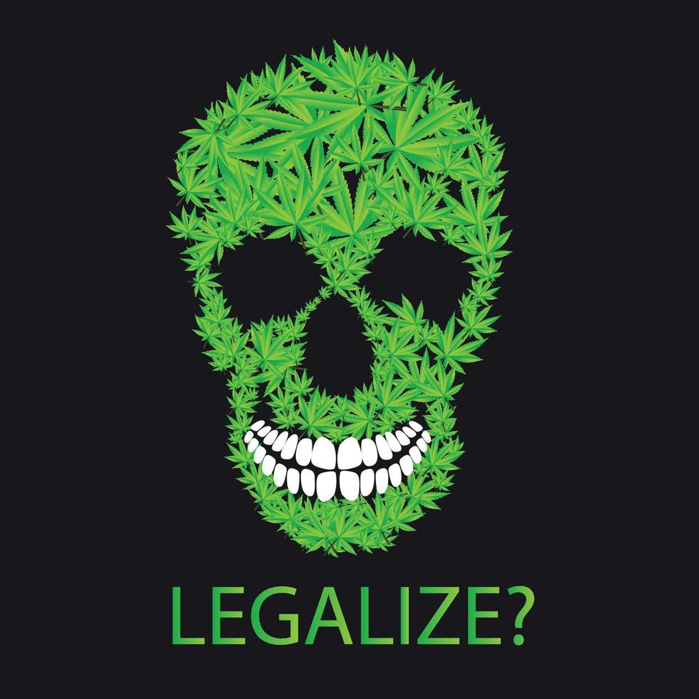 illustrazione vettoriale astratta del teschio di cannabis