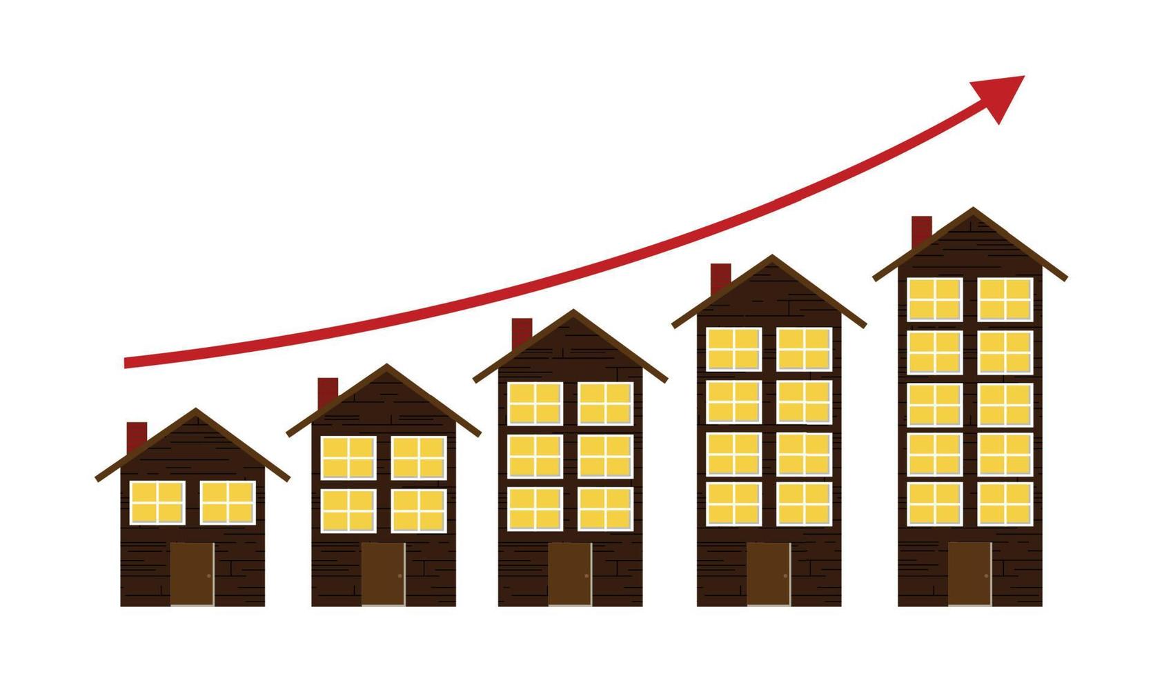 illustrazione vettoriale di concetto di mercato immobiliare in aumento