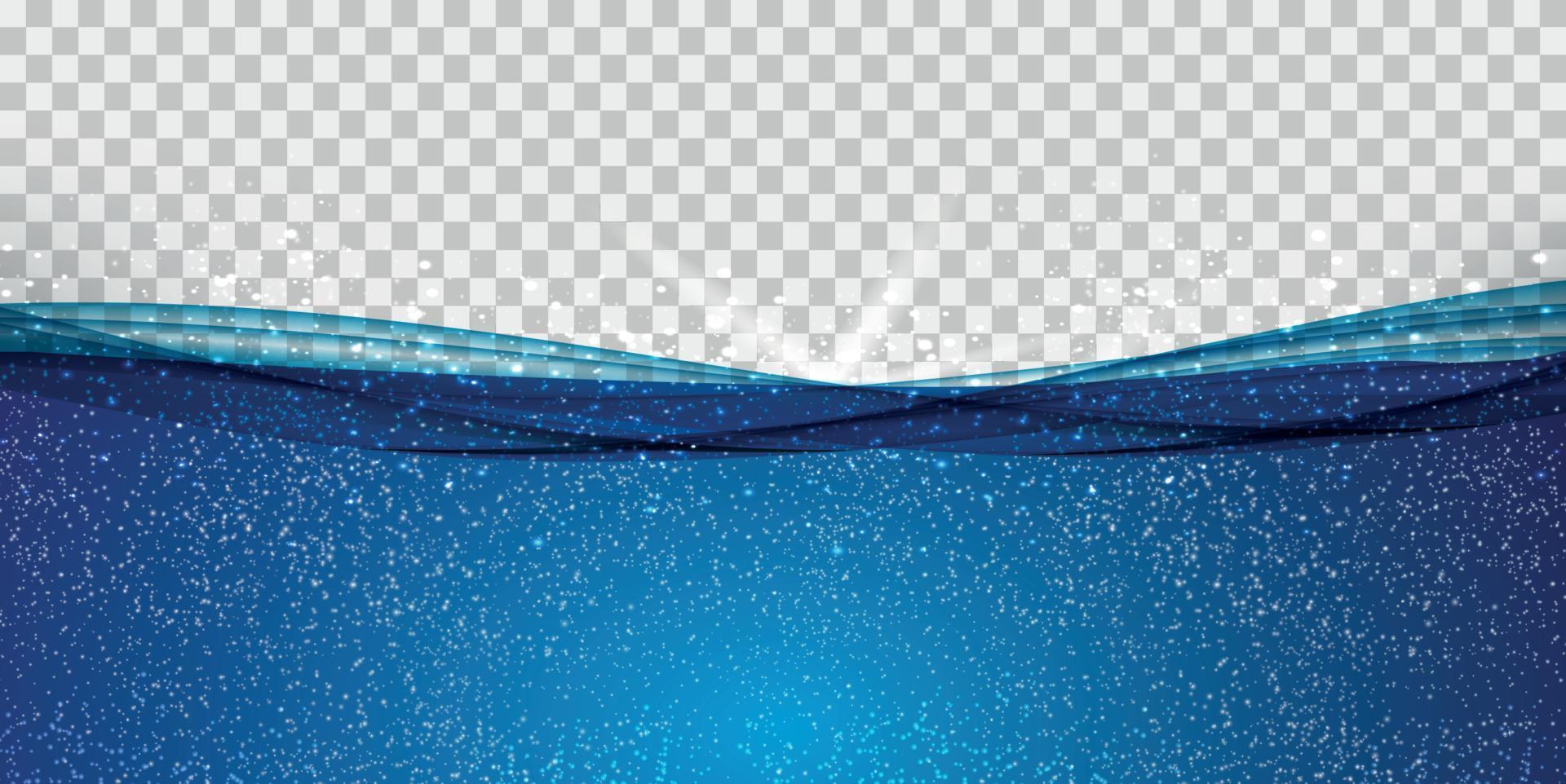onda dell'oceano subacqueo blu astratta su sfondo trasparente. illustrazione vettoriale