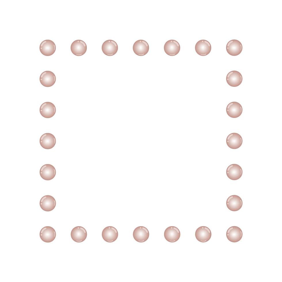 cornice quadrata con perline rosa isolato su uno sfondo bianco. illustrazione vettoriale per la progettazione di cartoline, foto, loghi, vacanze. la cornice è un quadrato di palline rotonde di perle.