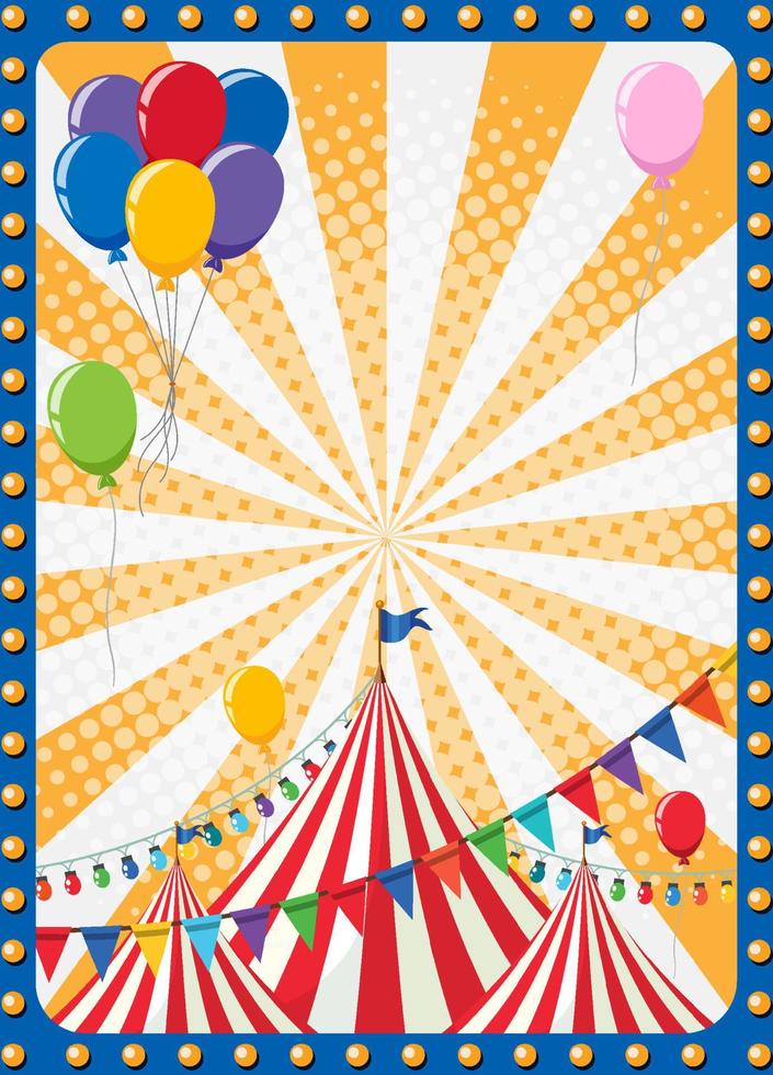 sfondo del manifesto del circo con tenda a cupola del circo vettore
