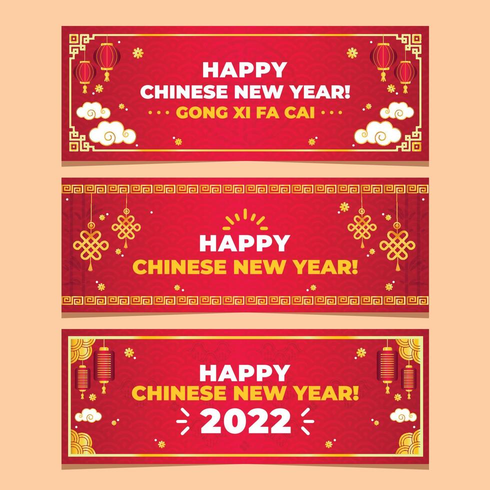 collezione di banner di capodanno cinese sfumato vettore