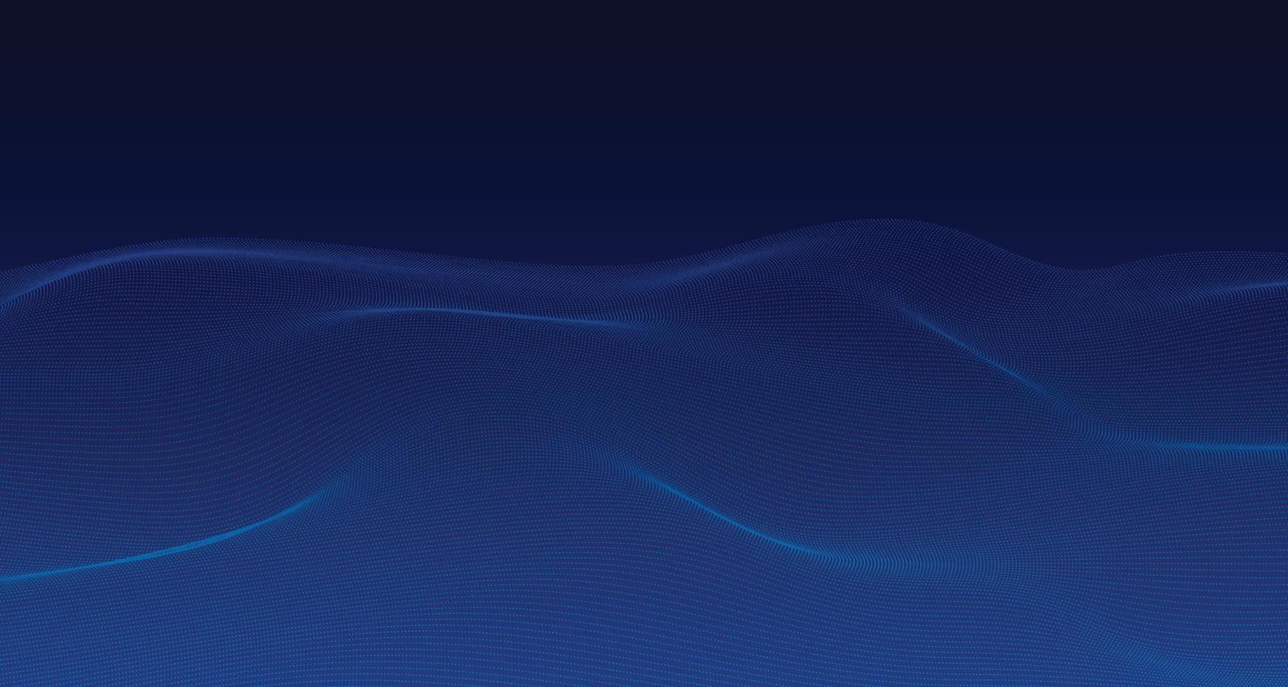 disegno astratto delle particelle blu dello sfondo del modello di tecnologia grafica. ondulato cerchio punti onda elemento sullo schermo blu sfumato. illustrazione vettoriale