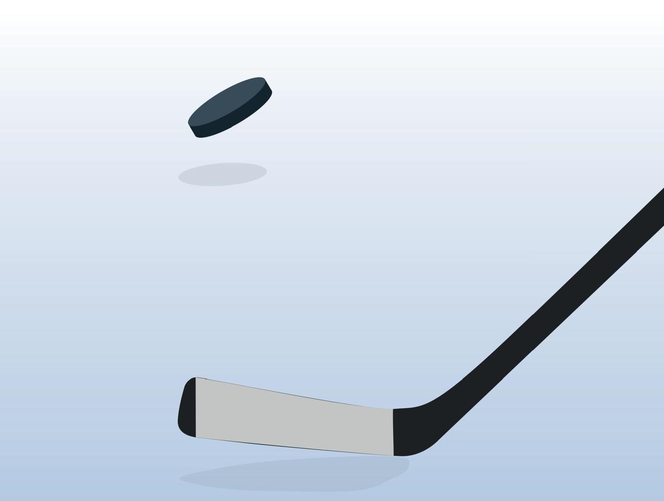 giocatore di hockey su ghiaccio con bastone e disco. illustrazione vettoriale. vettore