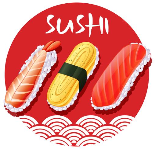 Progettazione di cibo giapponese con rotoli di sushi vettore