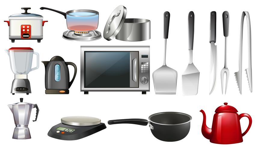 Utensili da cucina e dispositivi elettronici vettore