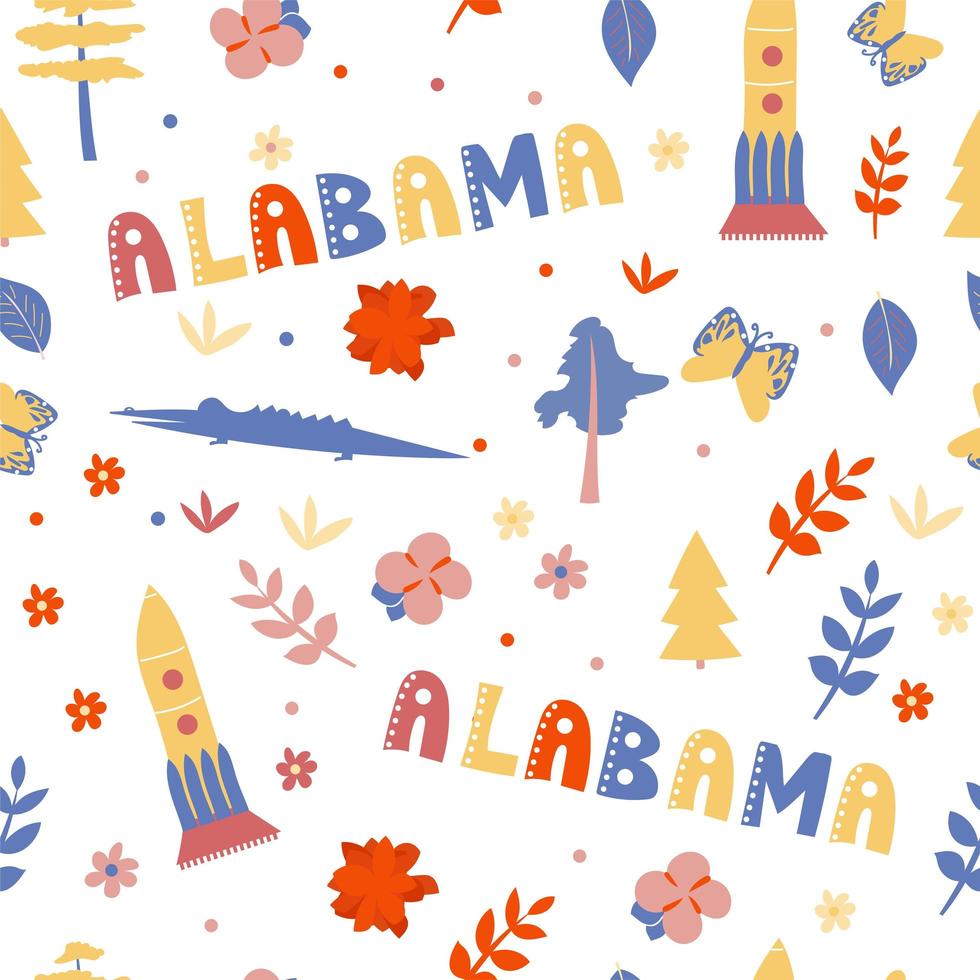 collezione usa. illustrazione vettoriale del tema dell'Alabama. simboli di stato