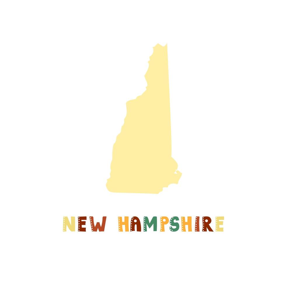 collezione usa. mappa del new hampshire - sagoma gialla vettore