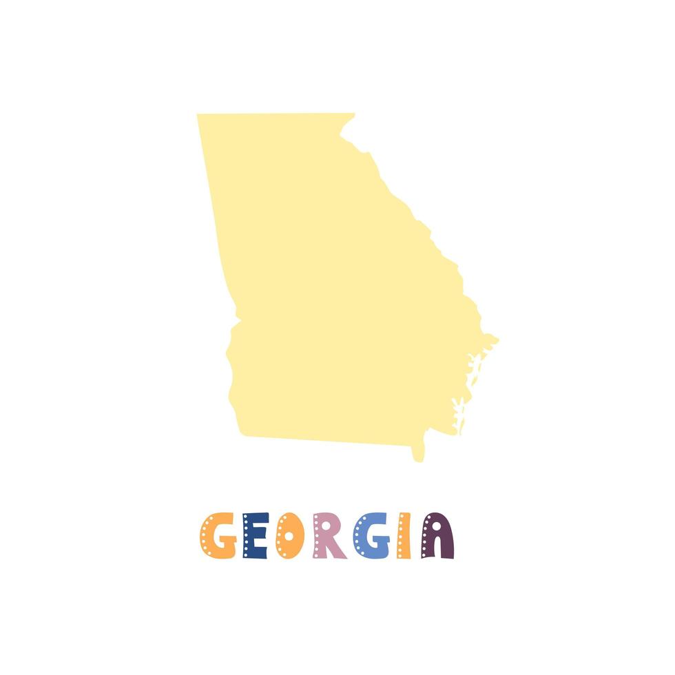 collezione usa. mappa degli stati uniti georgia - sagoma gialla vettore