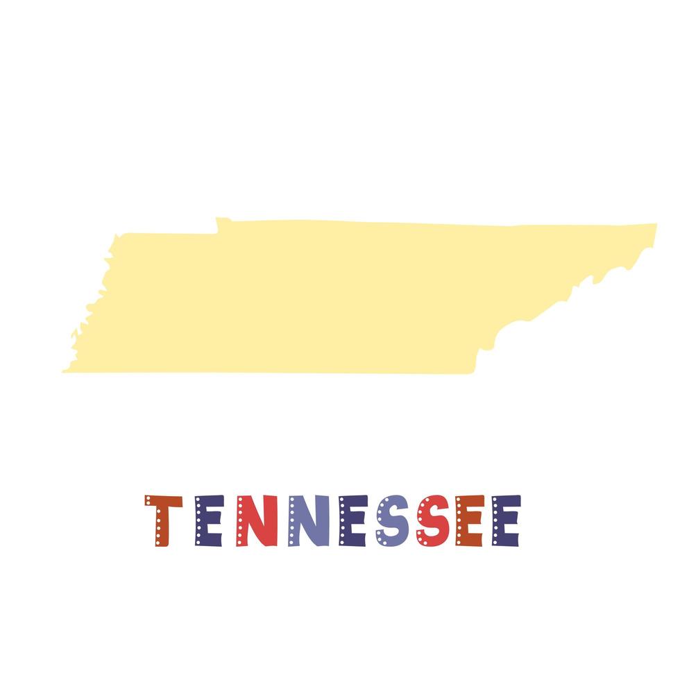 collezione usa. mappa del tennessee - sagoma gialla vettore