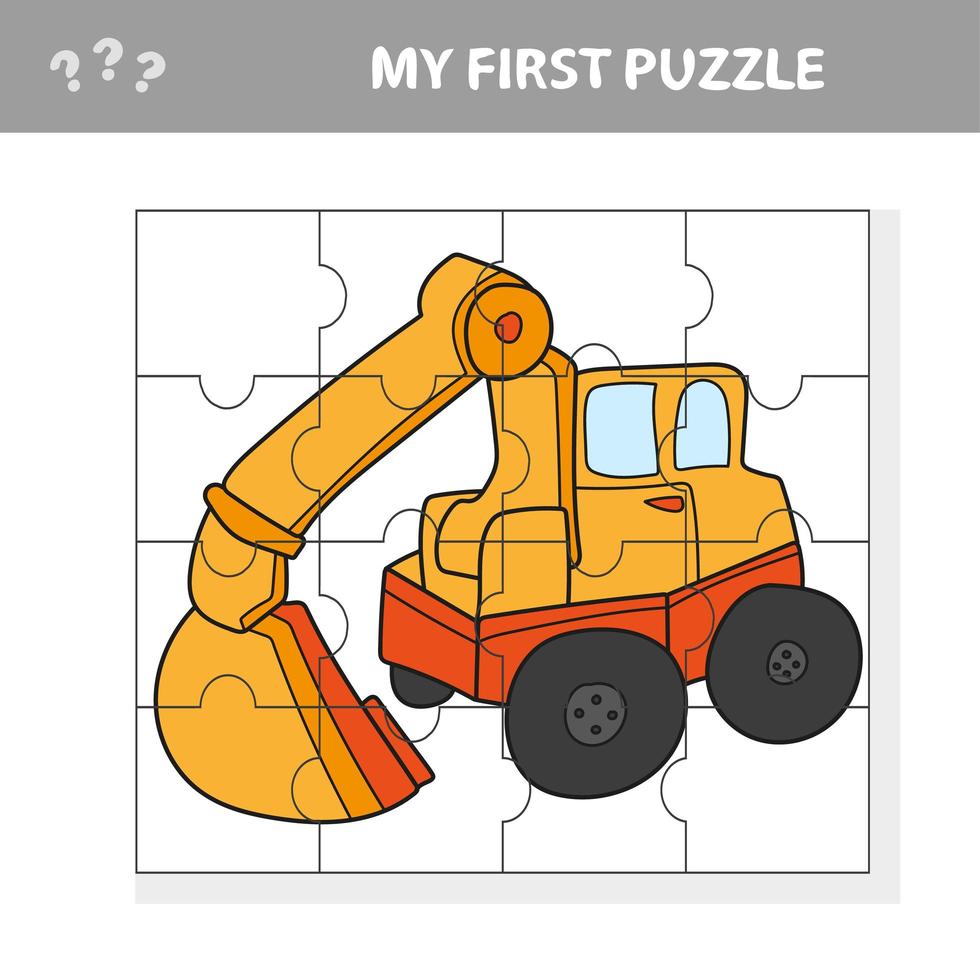 escavatore divertente del fumetto. gioco educativo per bambini - il mio primo puzzle vettore