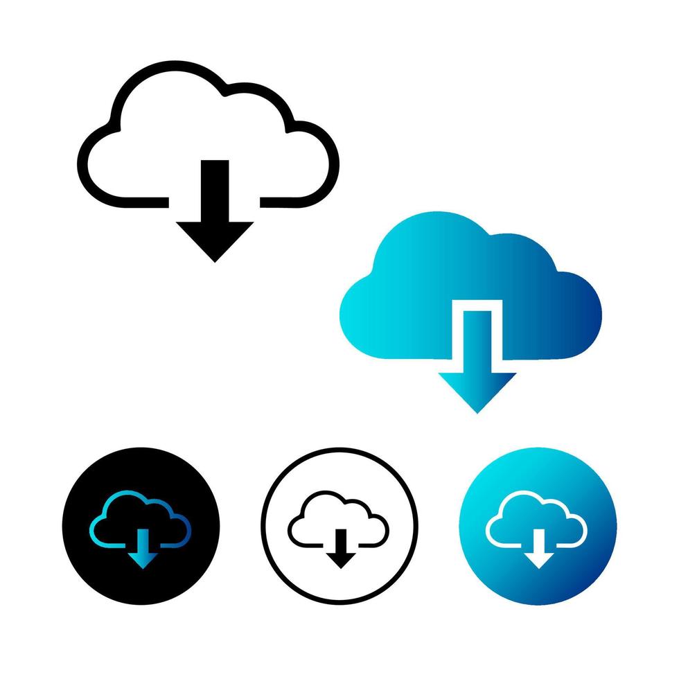 illustrazione astratta dell'icona di download dei dati della nuvola vettore