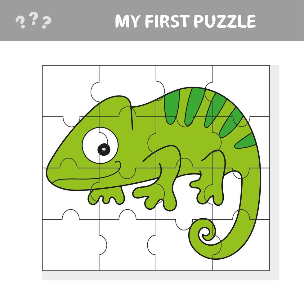 gioco per bambini. pagina delle attività. puzzle per bambini - iguana o camaleonte vettore