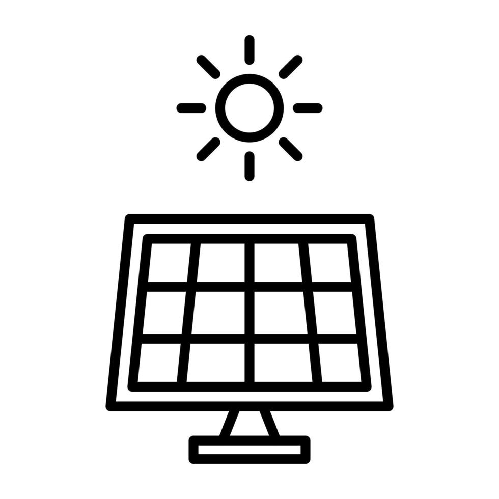 icona della linea del pannello solare vettore