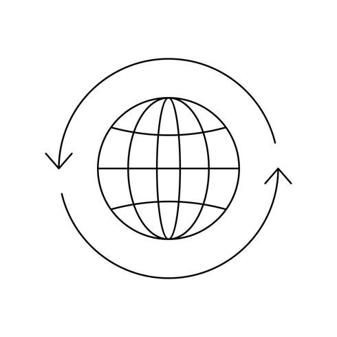 Icona della linea nera del globo vettore