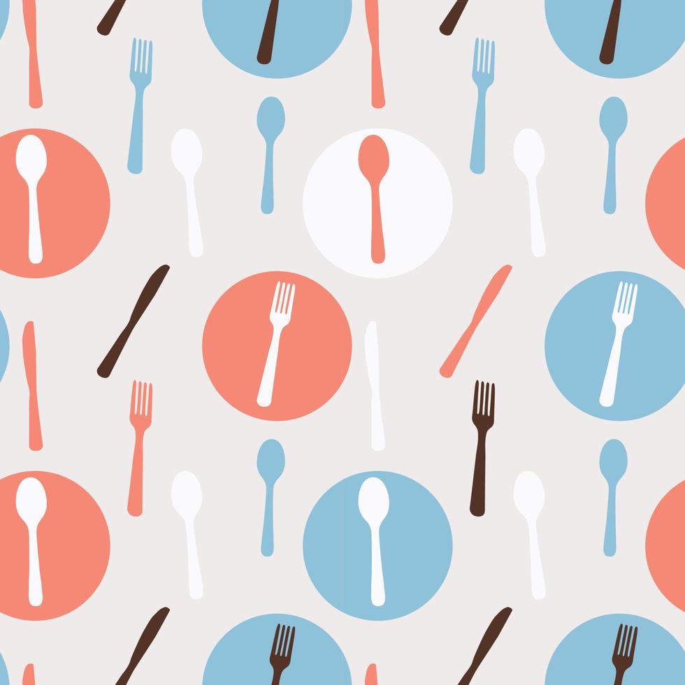 modello senza cuciture astratto con stoviglie forchette cucchiai e coltelli. illustrazione vettoriale