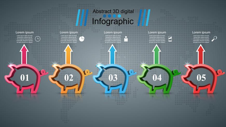 Soldi di maiale - infografica di affari. vettore