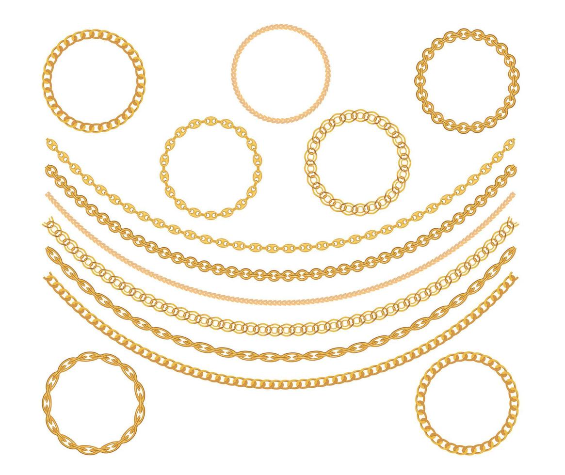 gioielli catena d'oro su sfondo bianco. illustrazione vettoriale