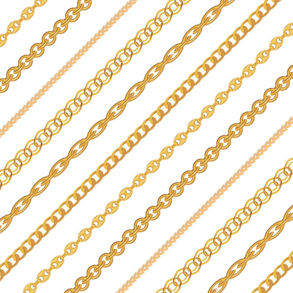 gioielli catena d'oro su sfondo bianco. illustrazione vettoriale