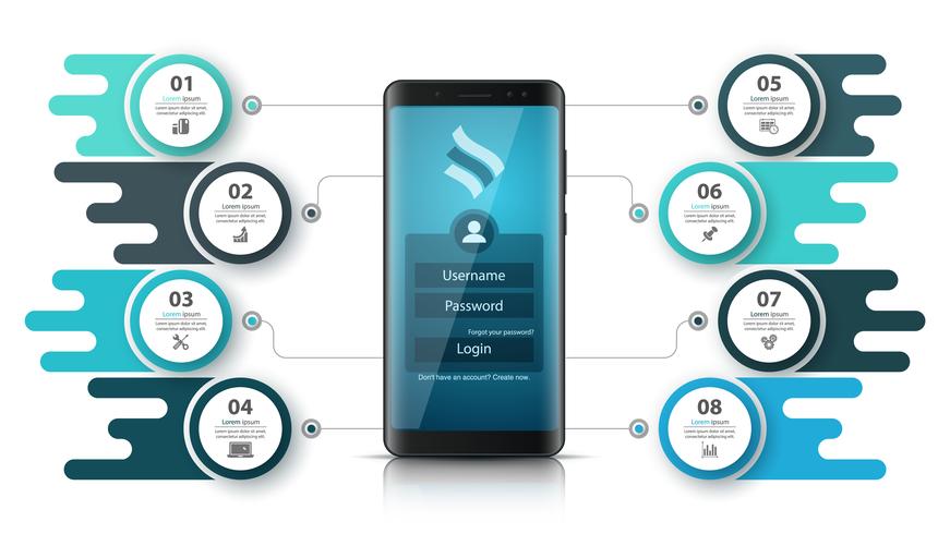 Infografica aziendale Smartfone. Grafica aziendale vettore