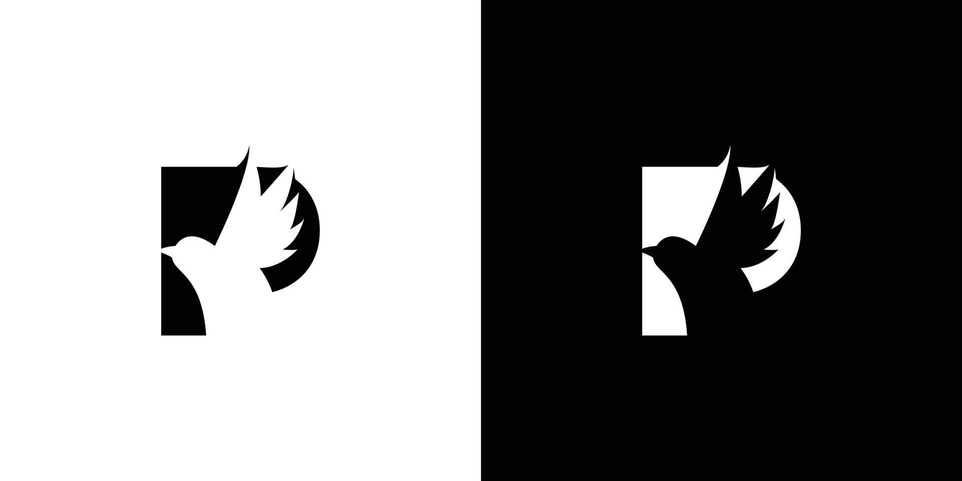 semplice e attraente lettera p iniziale logo dell'uccello design vettore