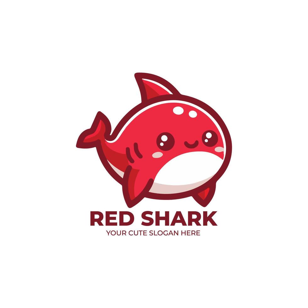 rosso squalo carino logo design vettore