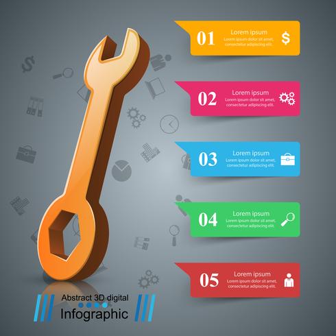 Chiave inglese, cacciavite, icona di riparazione. Infografica di affari vettore