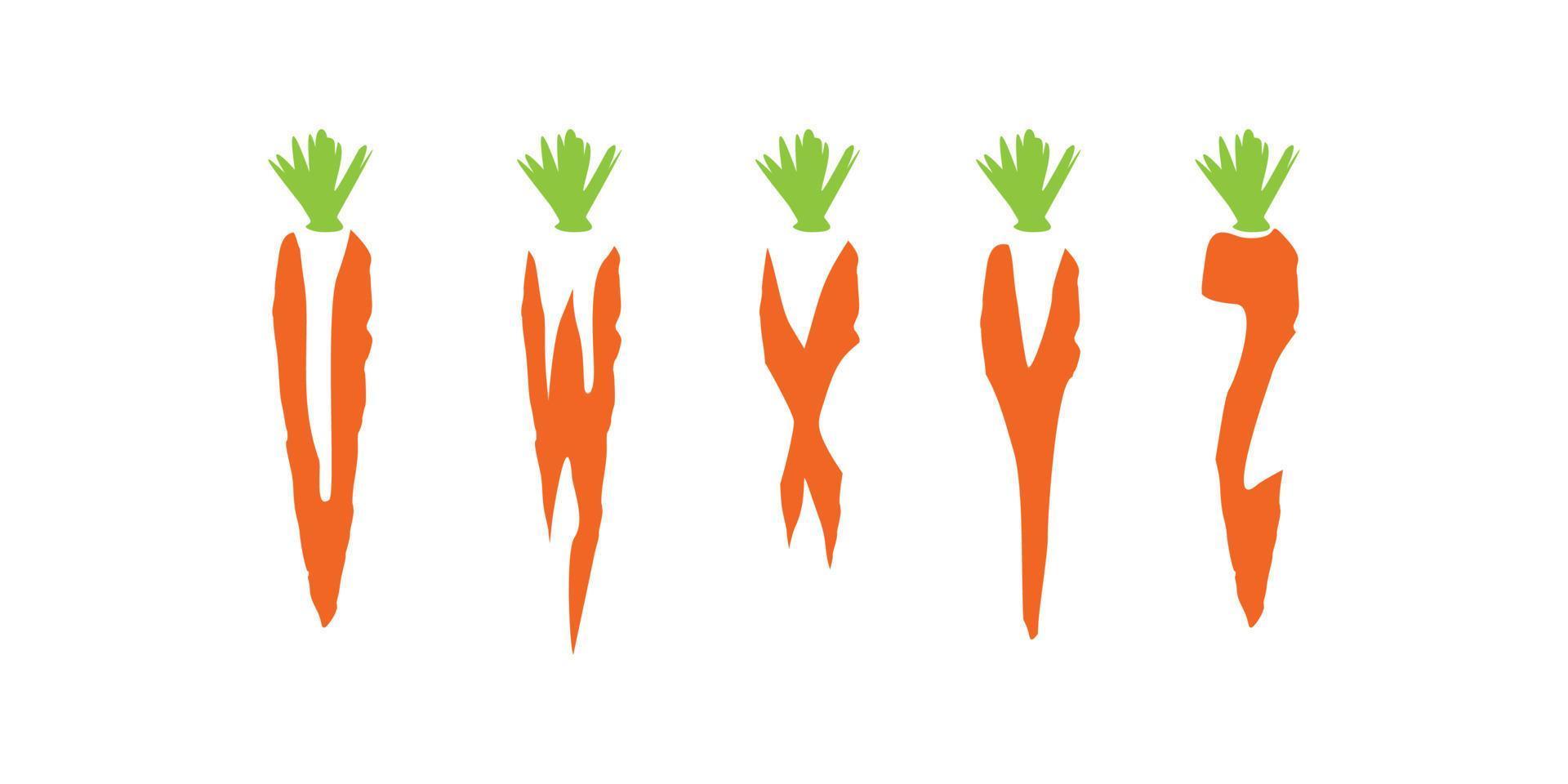 disegno semplice e colorato dell'illustrazione della carota della lettera dell'alfabeto 3 vettore
