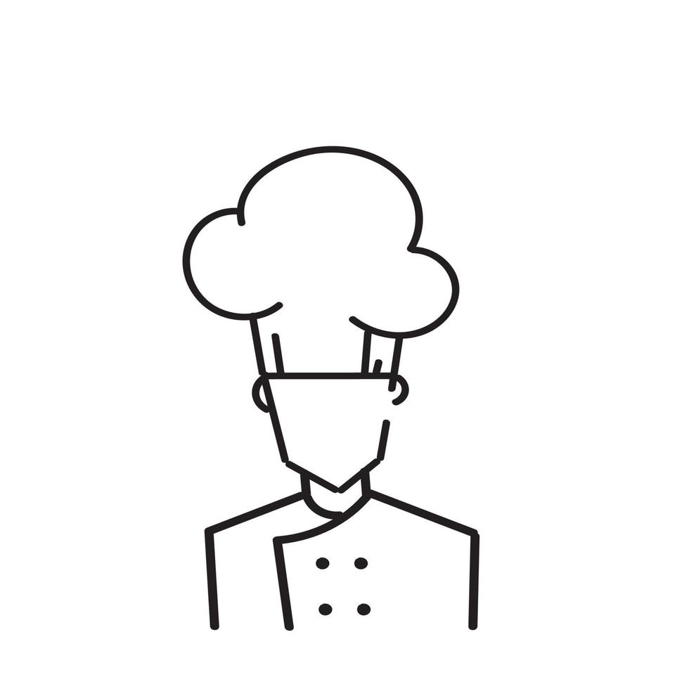 illustrazione disegnata a mano dell'icona di vettore del cuoco unico di scarabocchio
