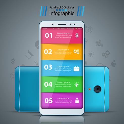 Infografica di affari Icona realistica di smartphone. vettore