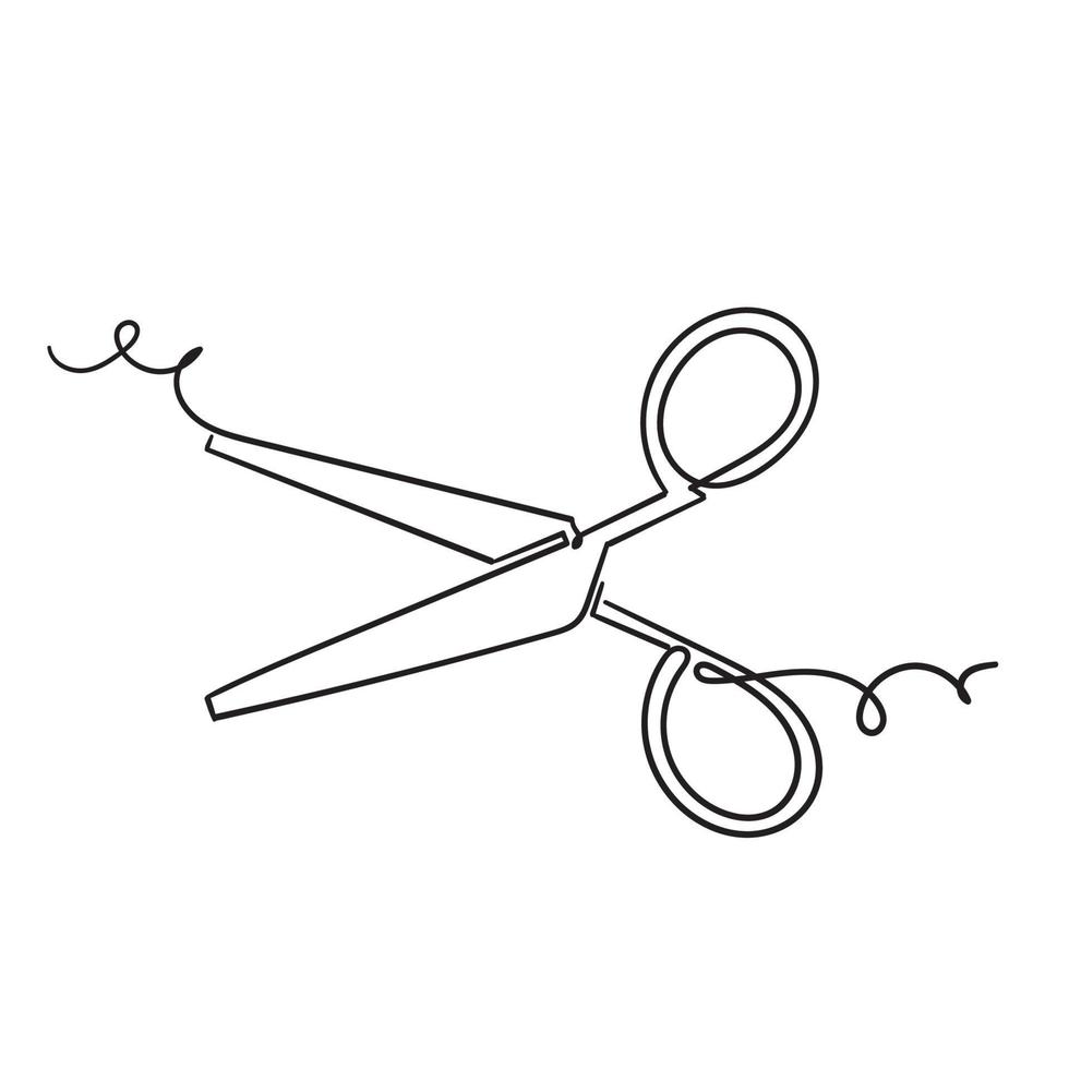 fondo isolato vettore dell'illustrazione dell'icona delle forbici di scarabocchio disegnato a mano