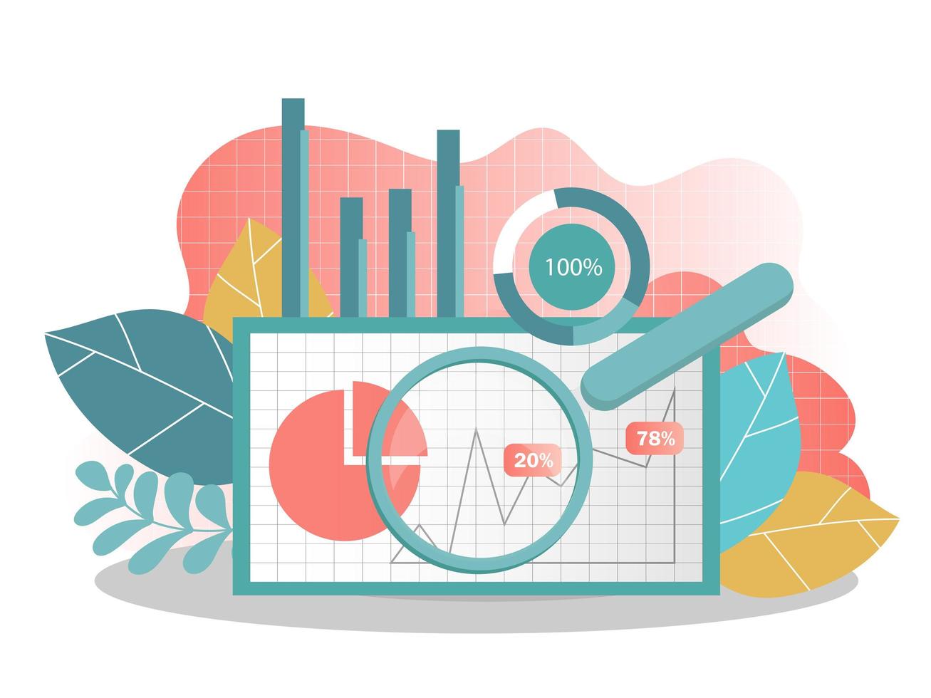 concetto di analisi dei dati. può utilizzare per banner web, infografica. vettore