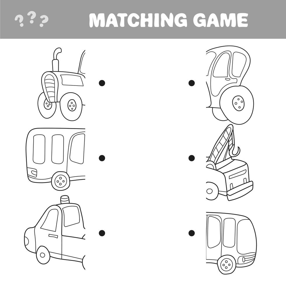 fumetto illustrazione dell'attività educativa prescolare con il gioco delle metà corrispondenti vettore