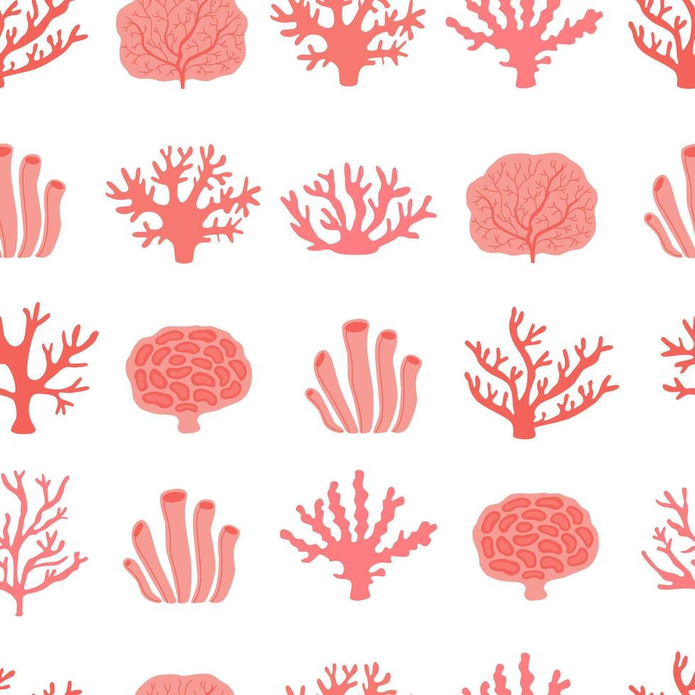 minimalista coralli senza soluzione di continuità modello. sagome. sottomarino fauna. marino botanica. sfondo, digitale carta. . vettore