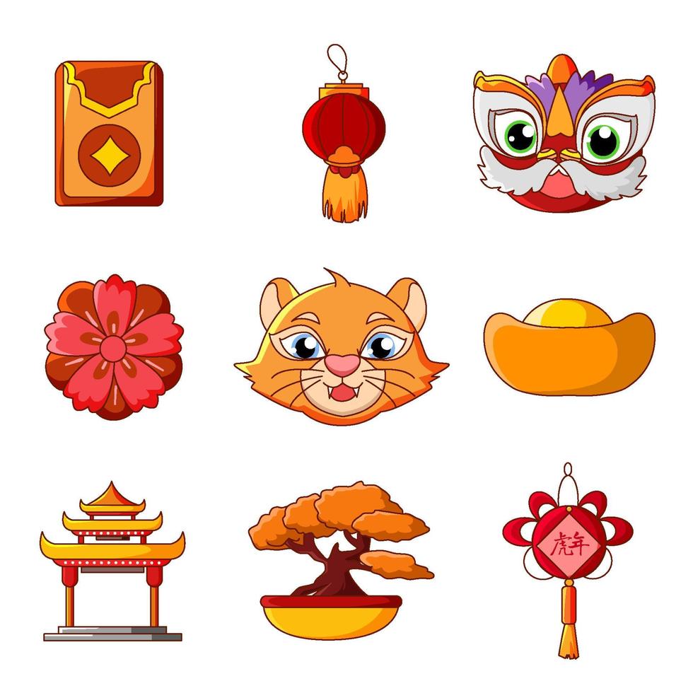 collezione di icone del capodanno cinese della tigre vettore
