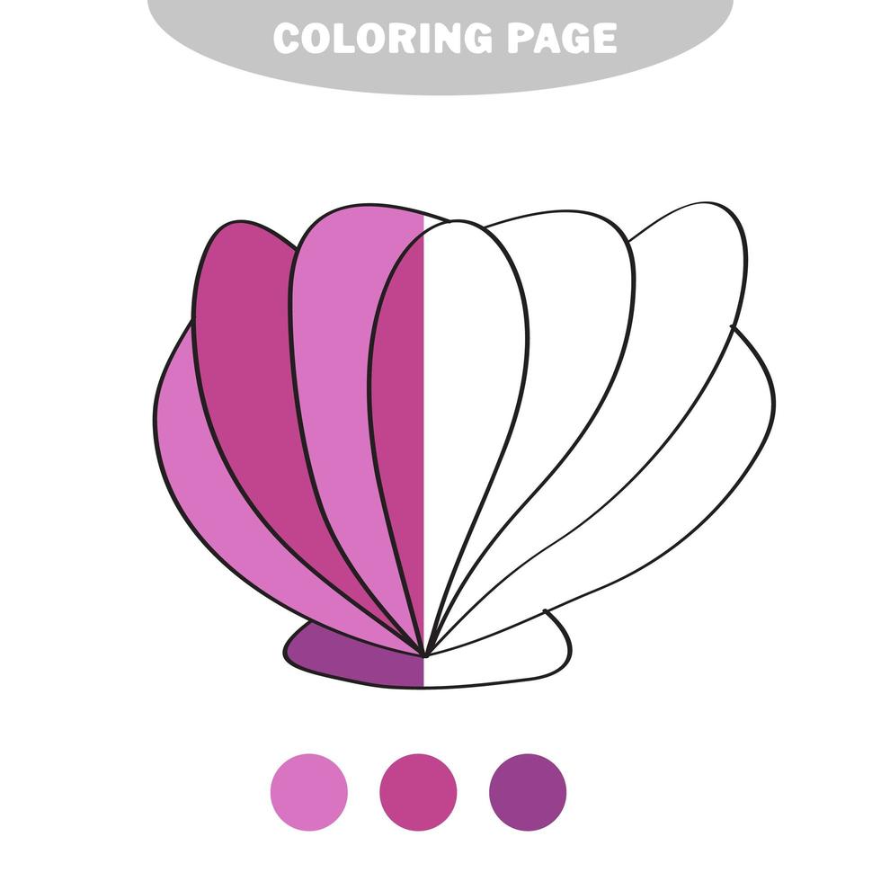 semplice pagina da colorare. linea disegnata conchiglia su sfondo bianco isolato vettore