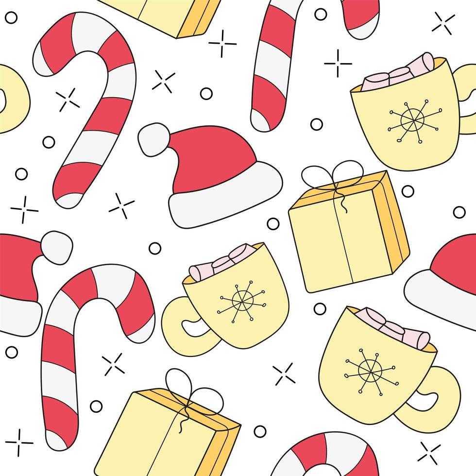 buon natale cartone animato divertente doodle seamless pattern vettore