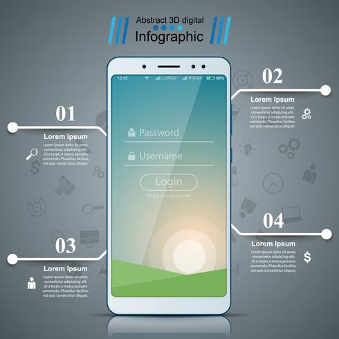 Gadget digitale, icona tablet smartphone. Infografica di affari vettore