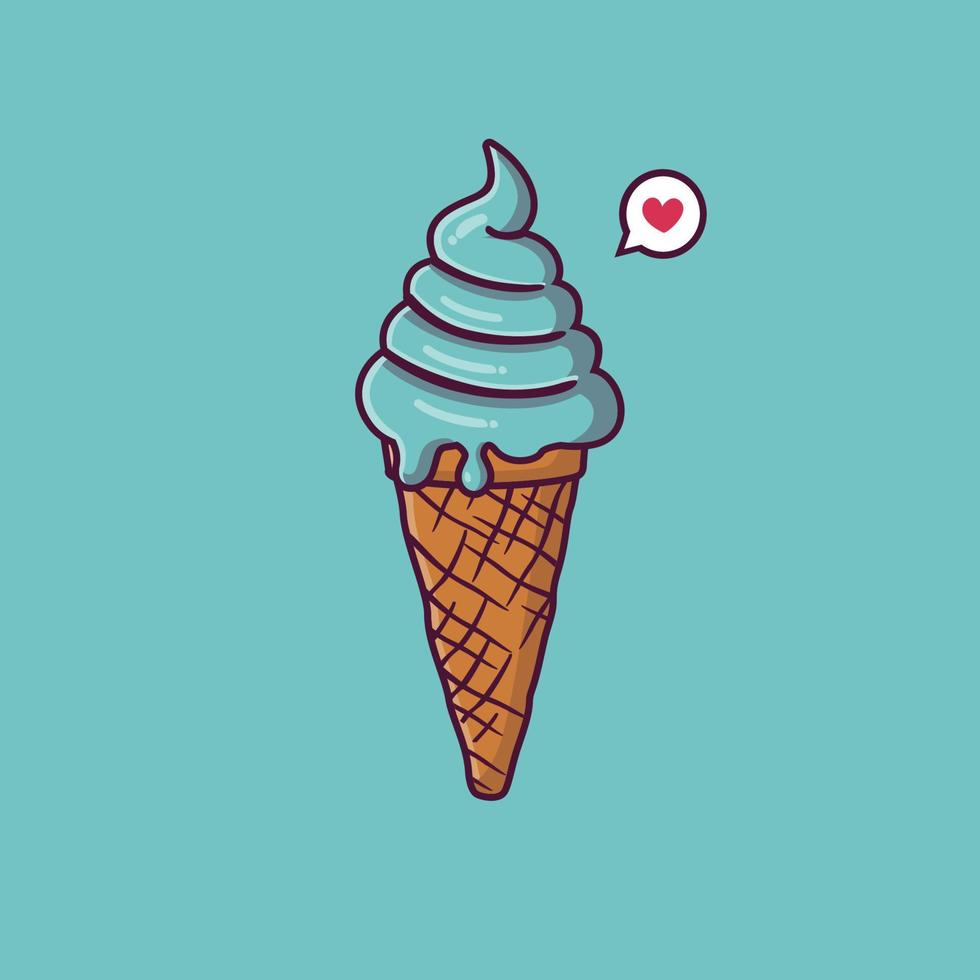 illustrazione dell'icona di vettore del fumetto del gelato. dessert cibo icona concetto isolato vettore