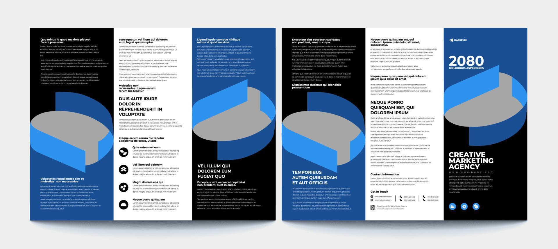 modello di brochure aziendale in layout ripiegabile. opuscolo di corporate design con immagine sostituibile. vettore
