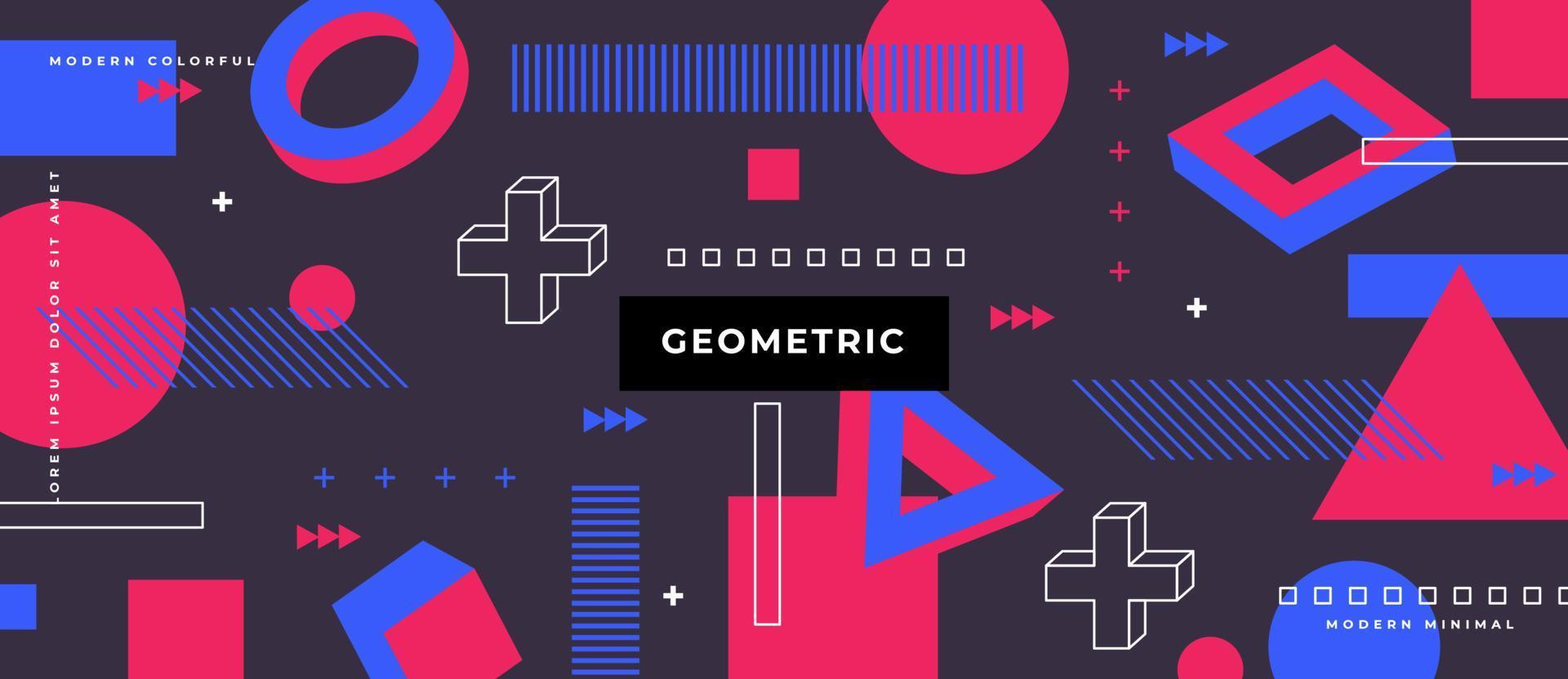 Modello senza cuciture anni '80 con forme geometriche in stile memphis. cerchi, quadrati e triangoli. sfondo astratto colorato vettore