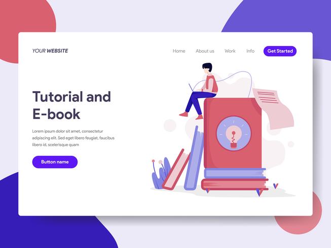 Modello di pagina di destinazione del concetto di illustrazione tutorial e e-book. Concetto di design piatto isometrica della progettazione di pagine Web per sito Web e sito Web mobile. Illustrazione di vettore