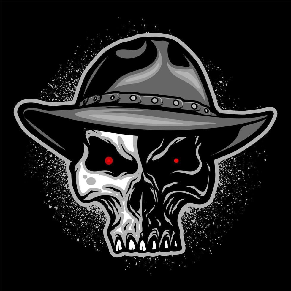 elemento di design del cranio di cowboy per logo, poster, carta, banner, emblema, t-shirt. illustrazione vettoriale