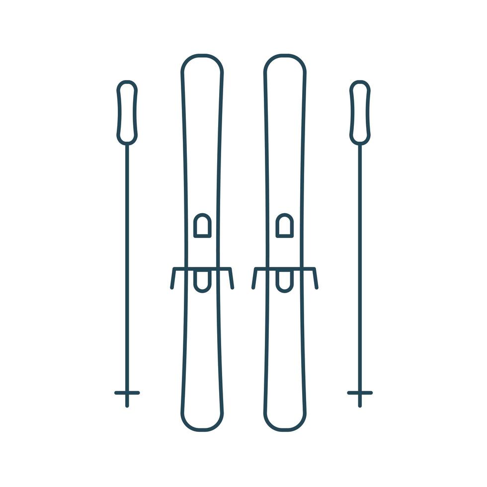 icona di sci di contorno. tratto modificabile - vettoriali