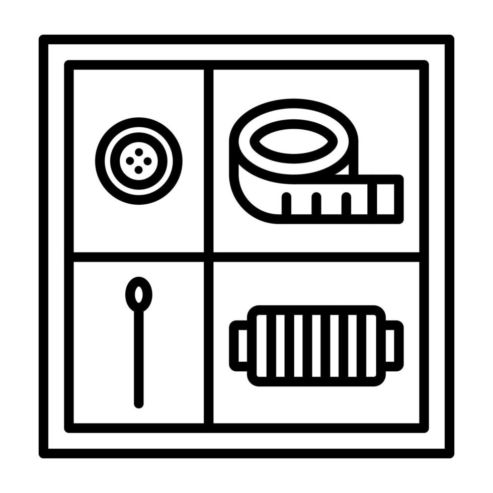 icona della linea della scatola da cucito vettore