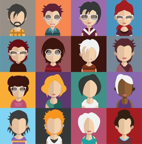 Set di avatar colorati di personaggi vettore