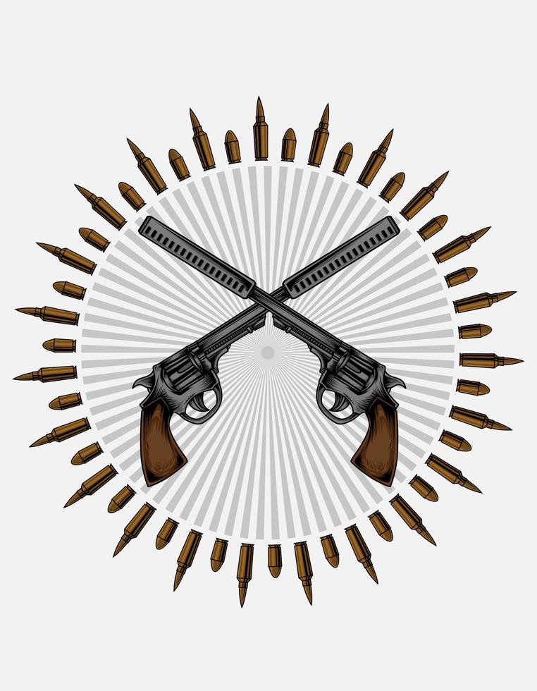 illustrazione vettoriale vintage pistole pistole logo